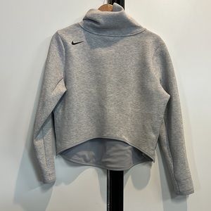 Nike Womens Dry Fit Therma Long Sleeve Training Wolf Grey Cropped Top